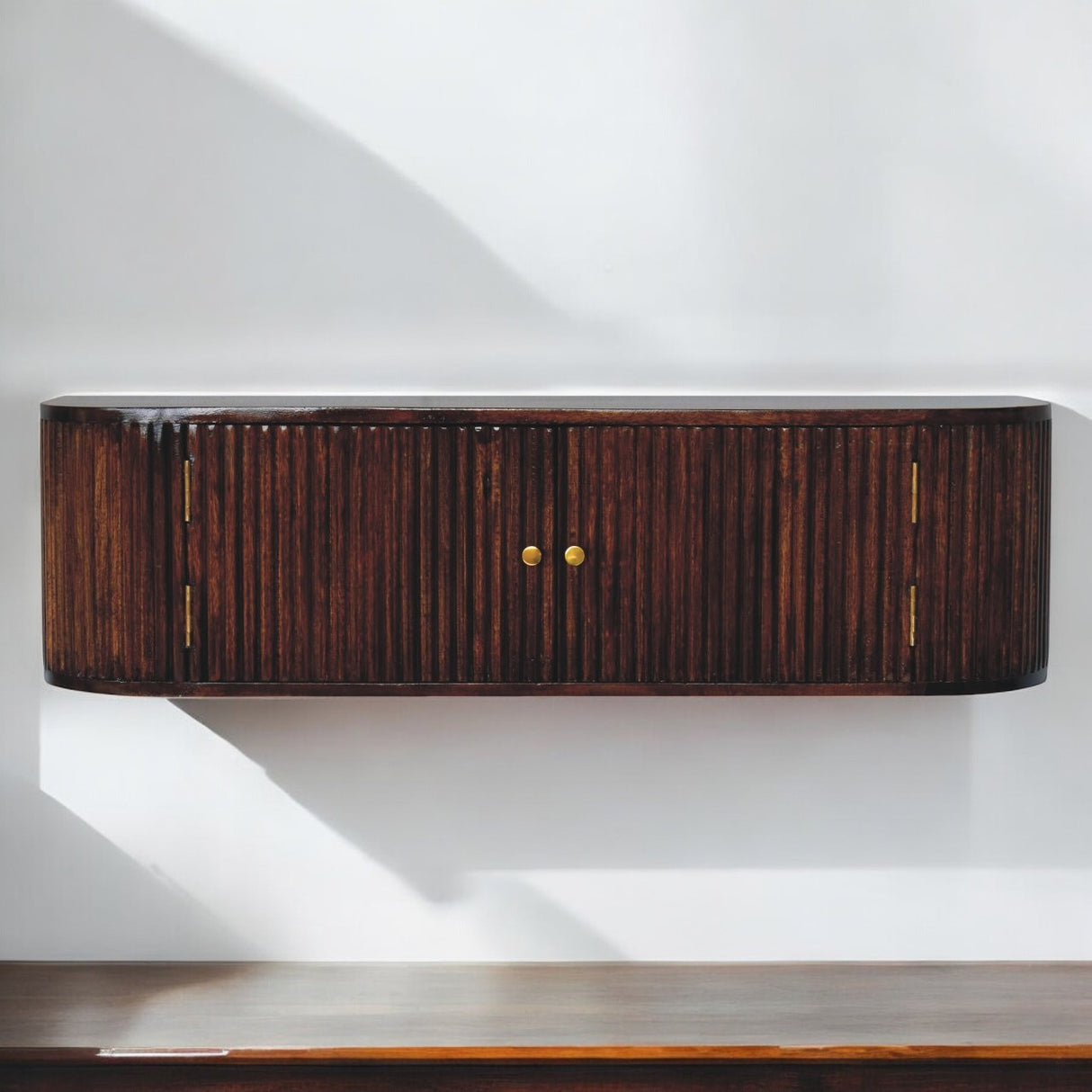 Solid Mango Wood Console Table Wall Mounted With 2 Doors - Birmingham