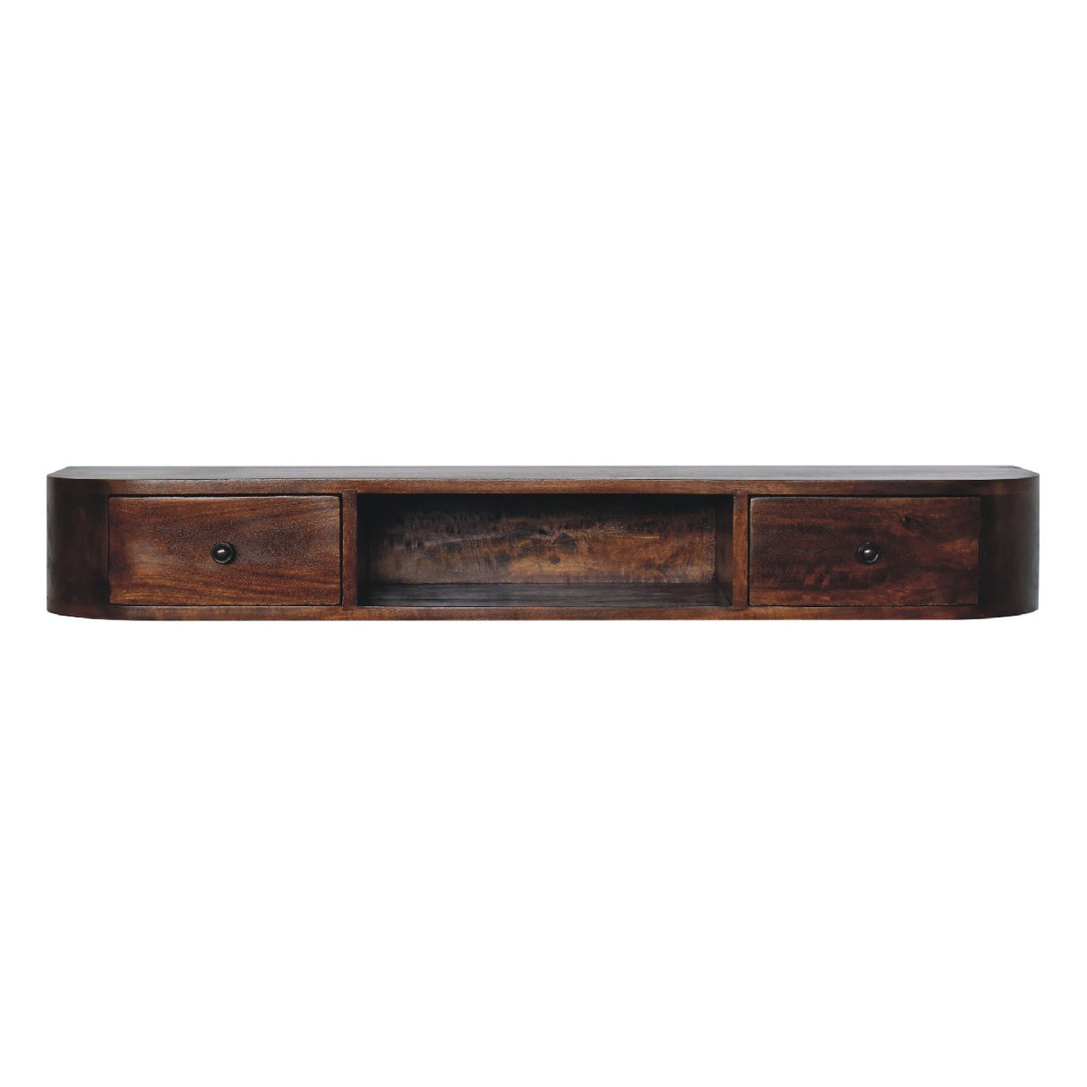 Solid Mango Wood Console Table Wall Mounted With 2 Drawers - Lunar