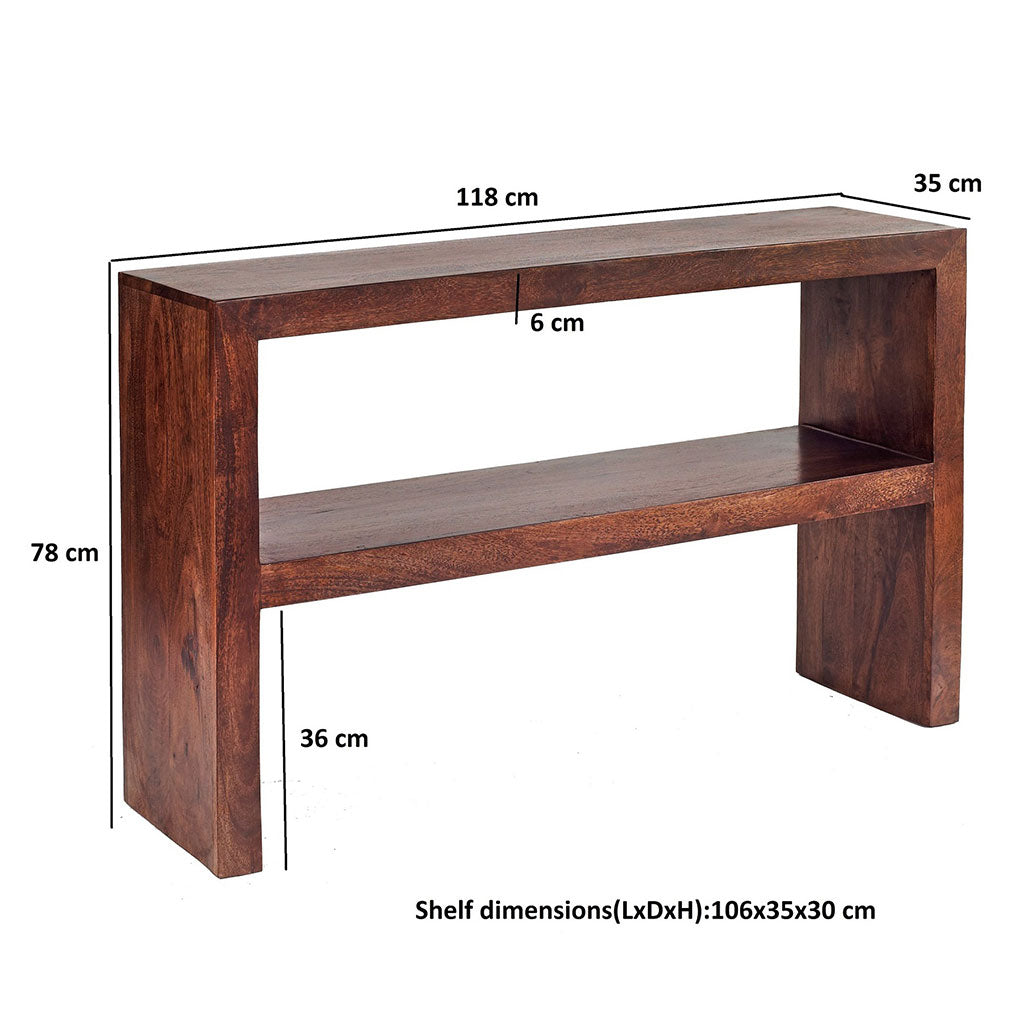 Solid Mango Wood Console Table With 1 Shelf - Toko