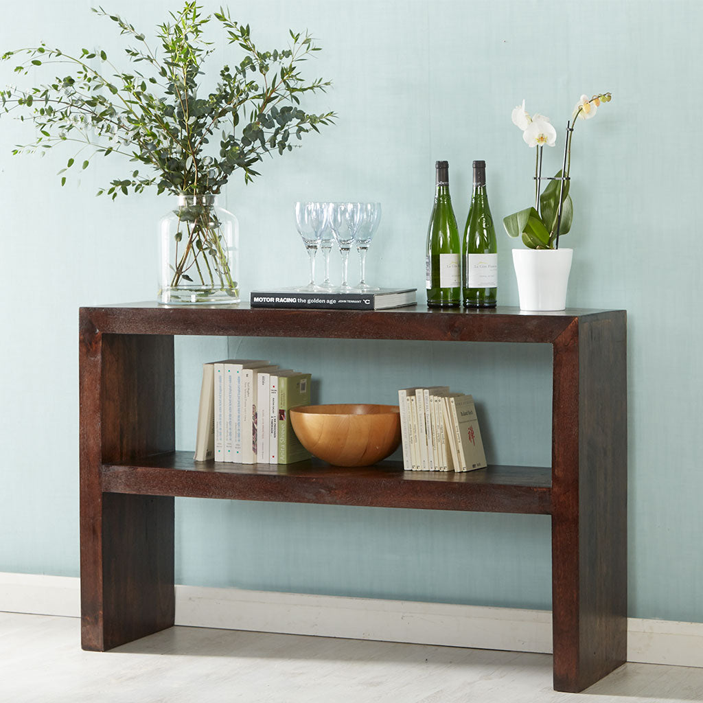 Solid Mango Wood Console Table With 1 Shelf - Toko