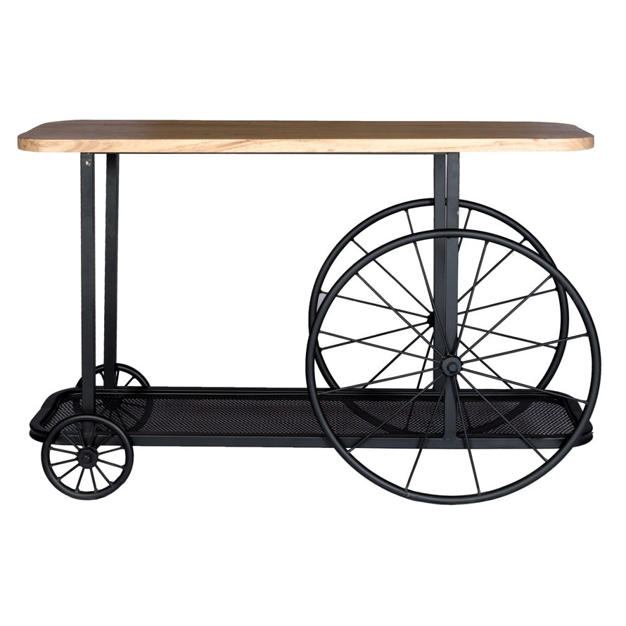 Solid Mango Wood Console Table With Metal Base - Craft