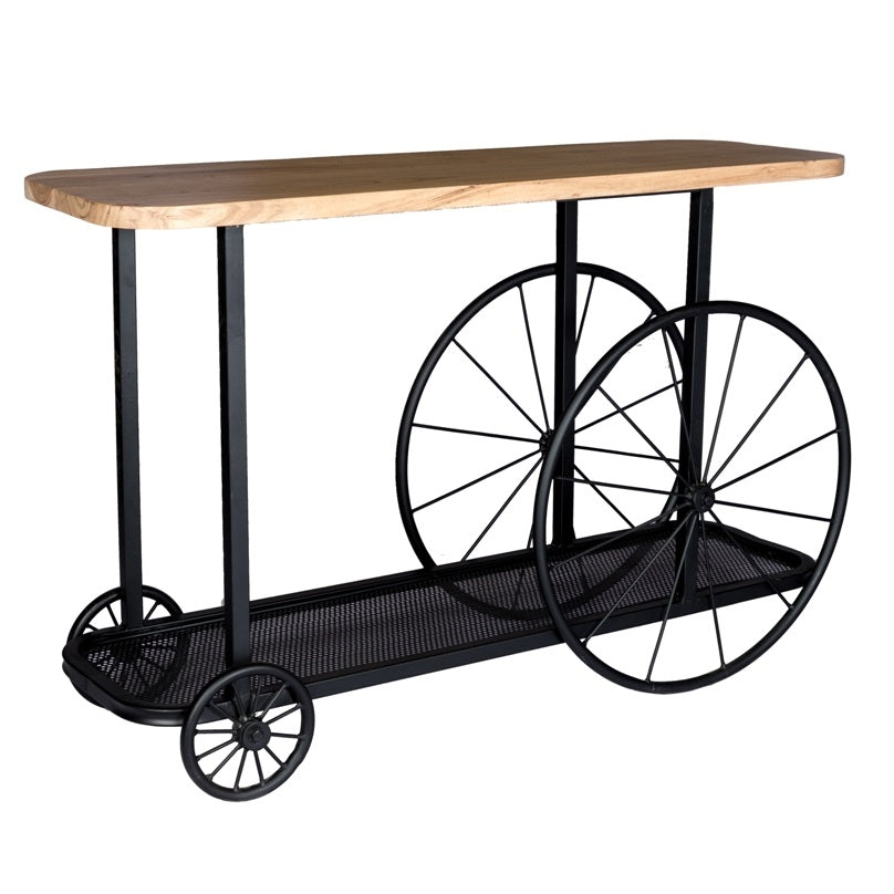 Solid Mango Wood Console Table With Metal Base - Craft