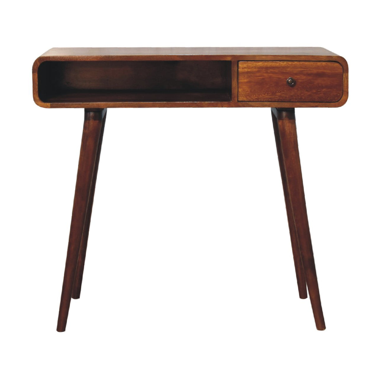 Solid Mango Wood Desk for Home Curved With 1 Drawer - Gloucester
