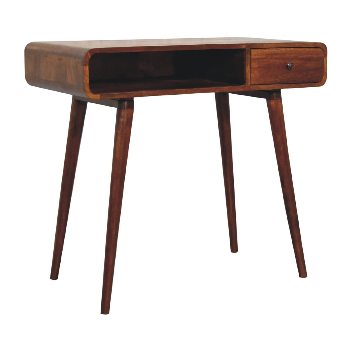 Solid Mango Wood Desk for Home Curved With 1 Drawer - Gloucester