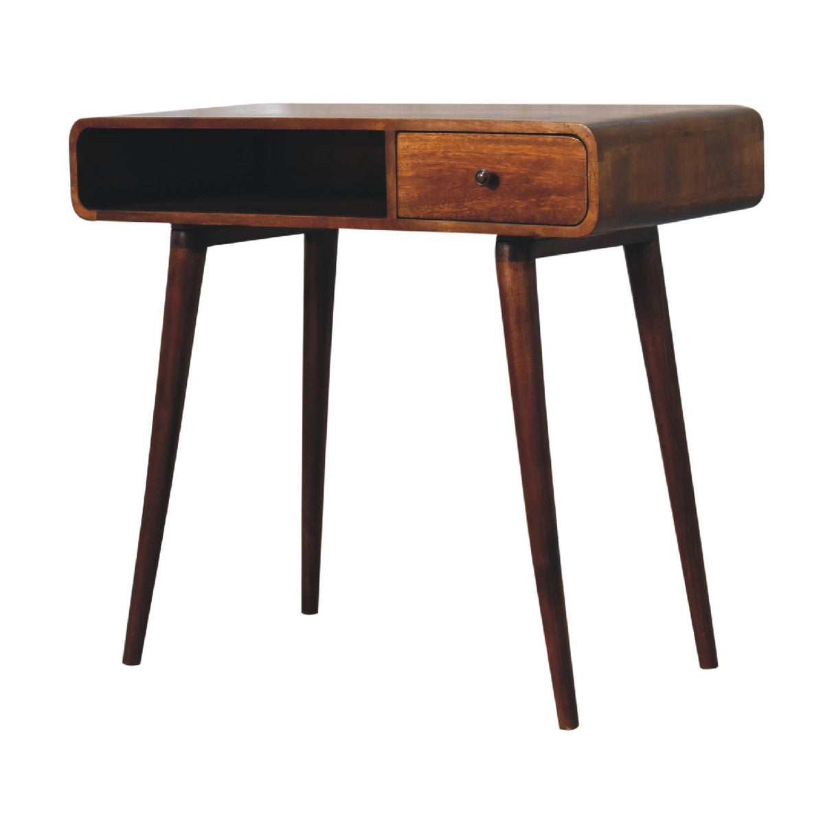 Solid Mango Wood Desk for Home Curved With 1 Drawer - Gloucester