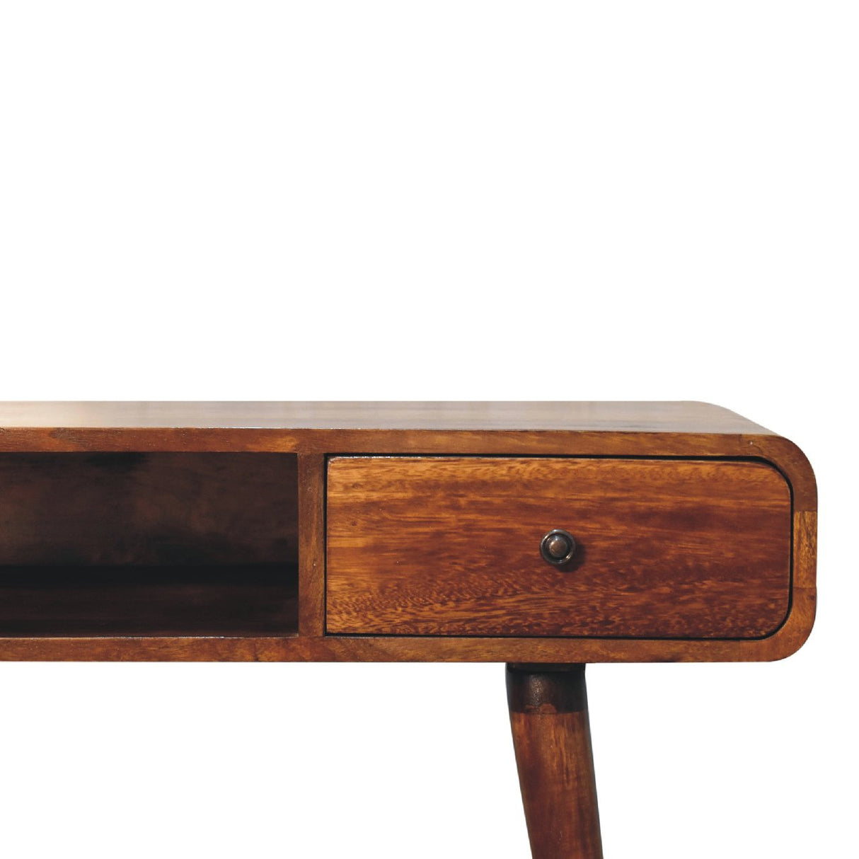 Solid Mango Wood Desk for Home Curved With 1 Drawer - Gloucester