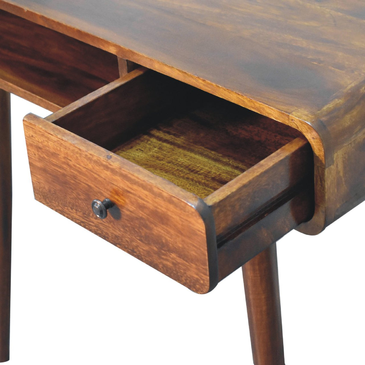 Solid Mango Wood Desk for Home Curved With 1 Drawer - Gloucester