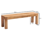 Solid Mango Wood Dining Bench for 2 People - Toko