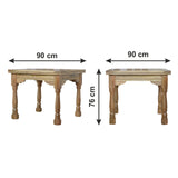 Solid Mango Wood Dining Table for 4 to 6 People Square Butterfly Extending - Granary