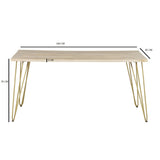 Solid Mango Wood Dining Table for 4 to 6 People - Light Gold