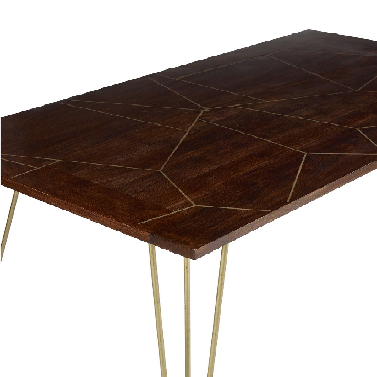 Solid Mango Wood Dining Table for 4 to 6 People - Dark Gold