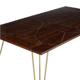 Solid Mango Wood Dining Table for 4 to 6 People - Dark Gold
