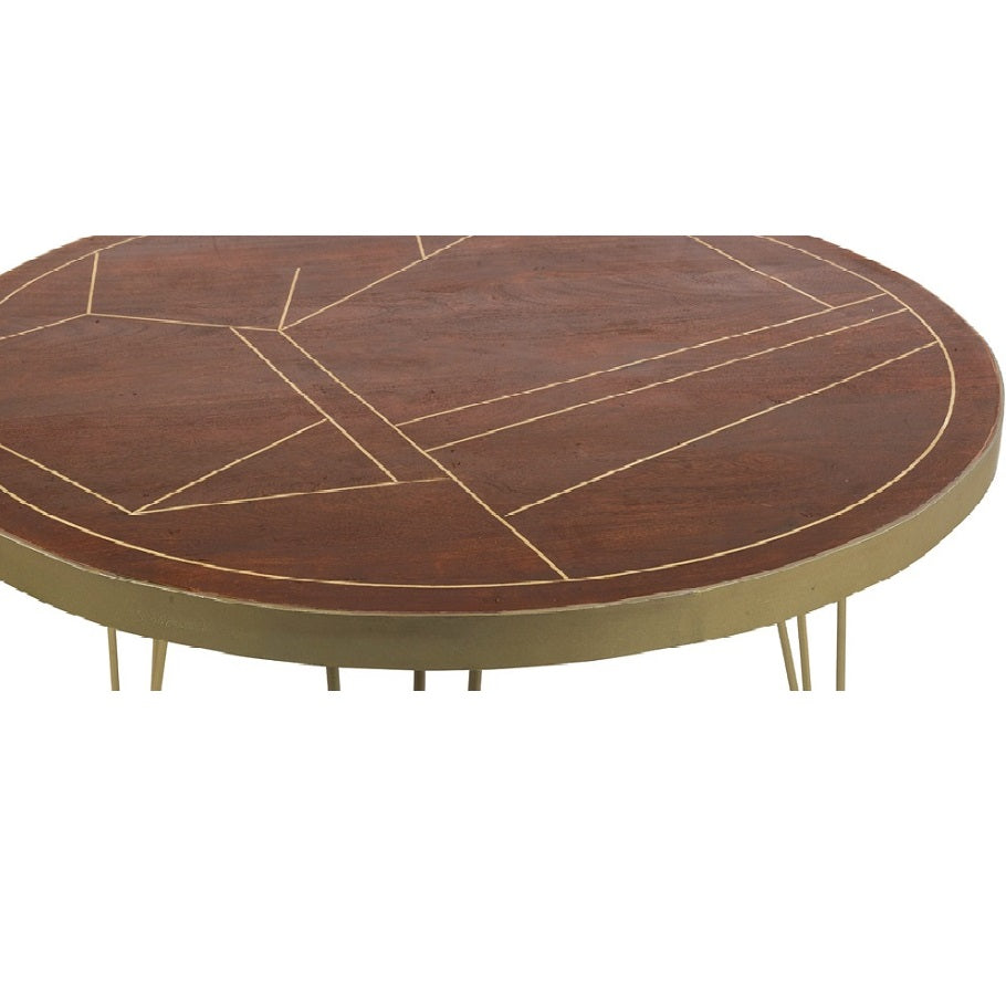 Solid Mango Wood Dining Table for 4 People - Dark Gold