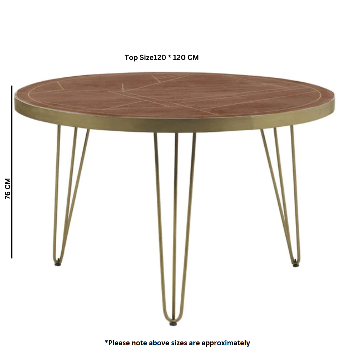 Solid Mango Wood Dining Table for 4 People - Dark Gold