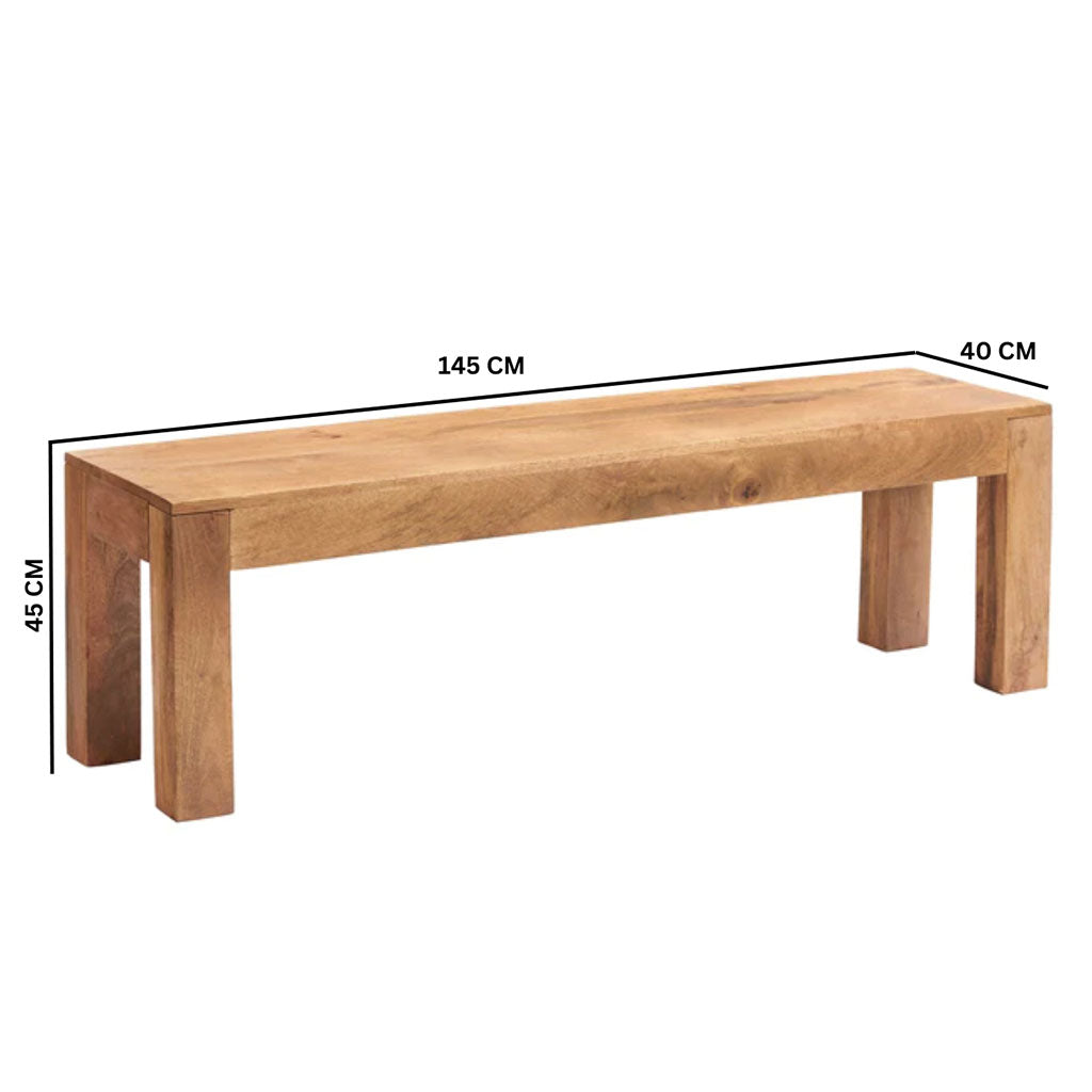 Solid Mango Wood Dining Table With 4 Chairs And 1 Bench - Toko