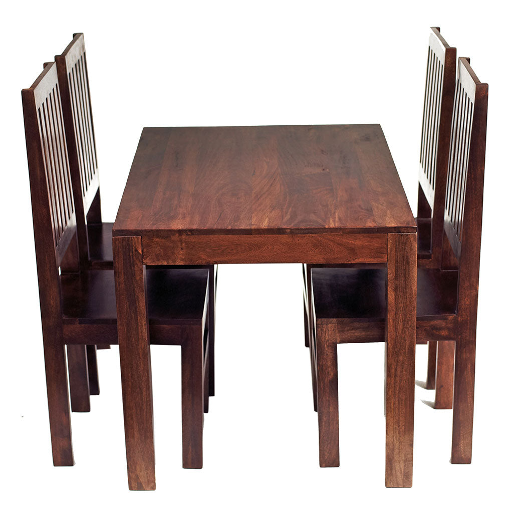 Solid Mango Wood Dining Table With 4 Chairs - Toko