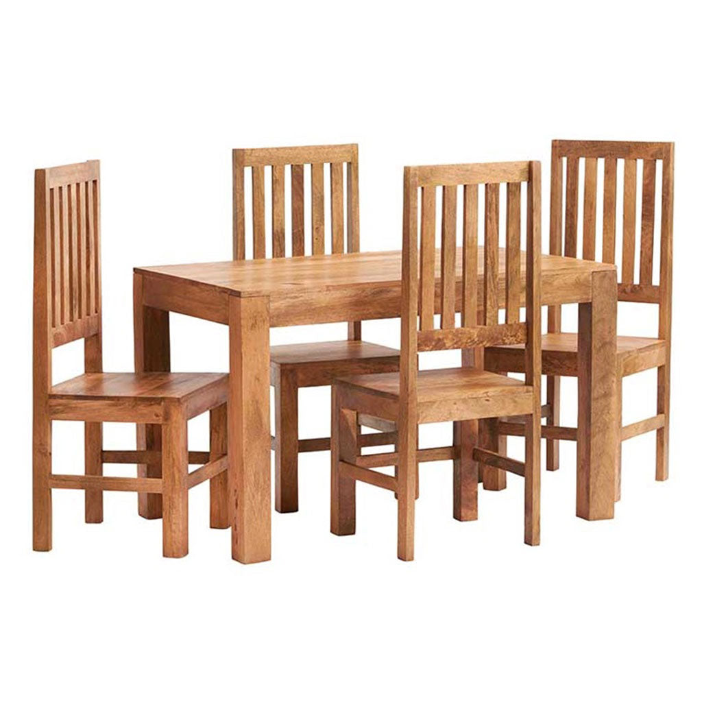 Solid Mango Wood Dining Table With 4 Chairs - Toko