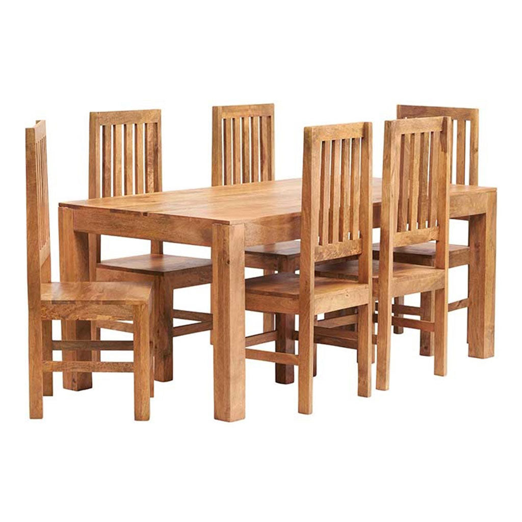 Solid Mango Wood Dining Table With 6 Chairs - Toko