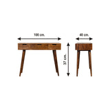 Solid Mango Wood Dressing Table With Foldable Mirror - Birmingham