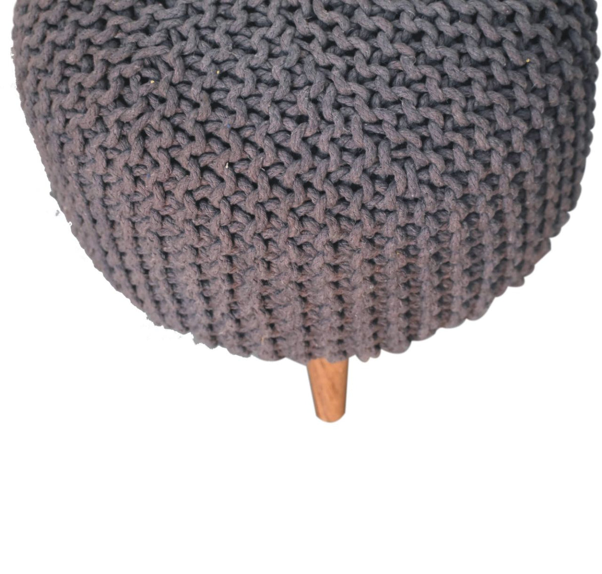 Solid Mango Wood Footstool Round With Woven Top - Keeva