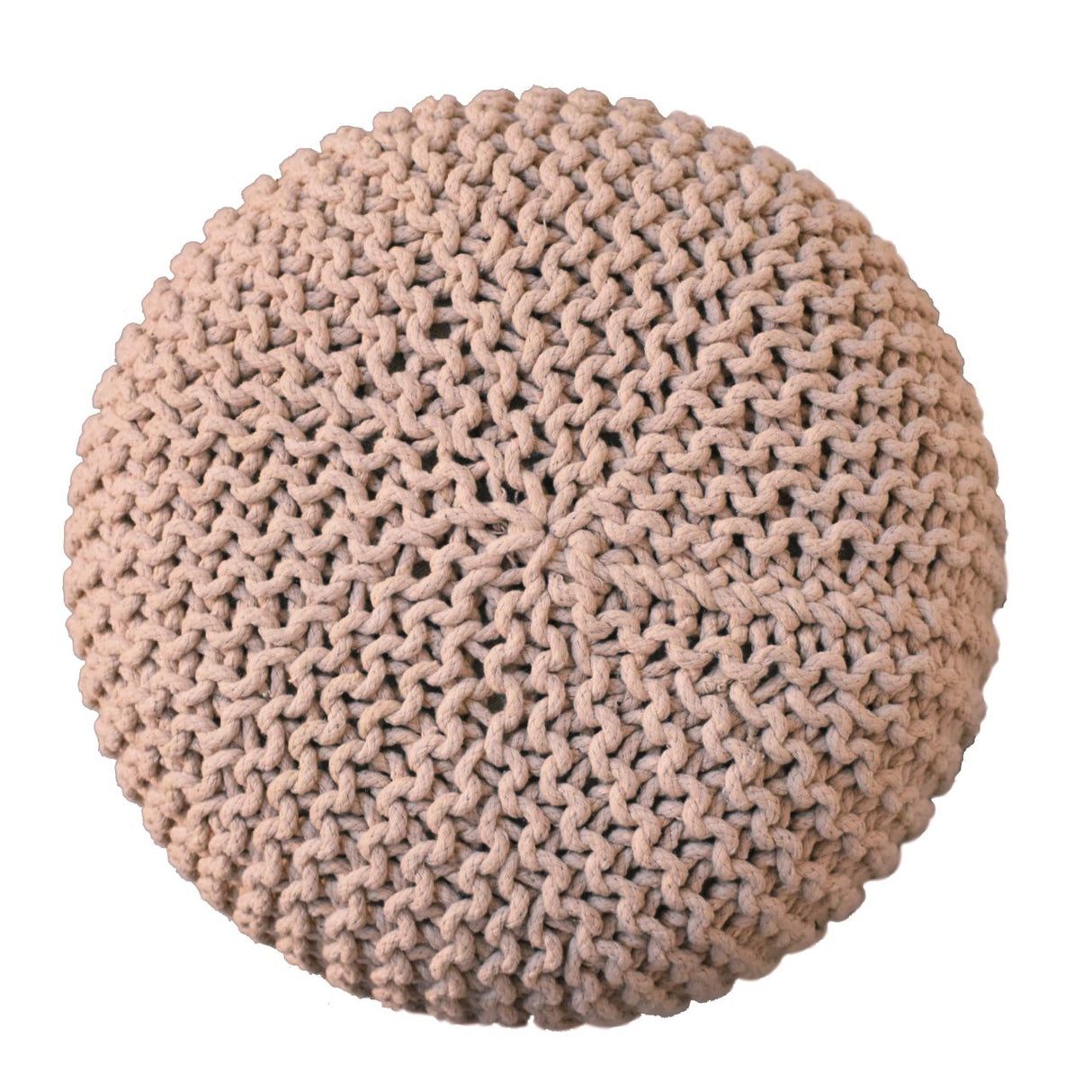 Solid Mango Wood Footstool Round With Woven Top - Keeva