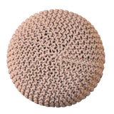 Solid Mango Wood Footstool Round With Woven Top - Keeva