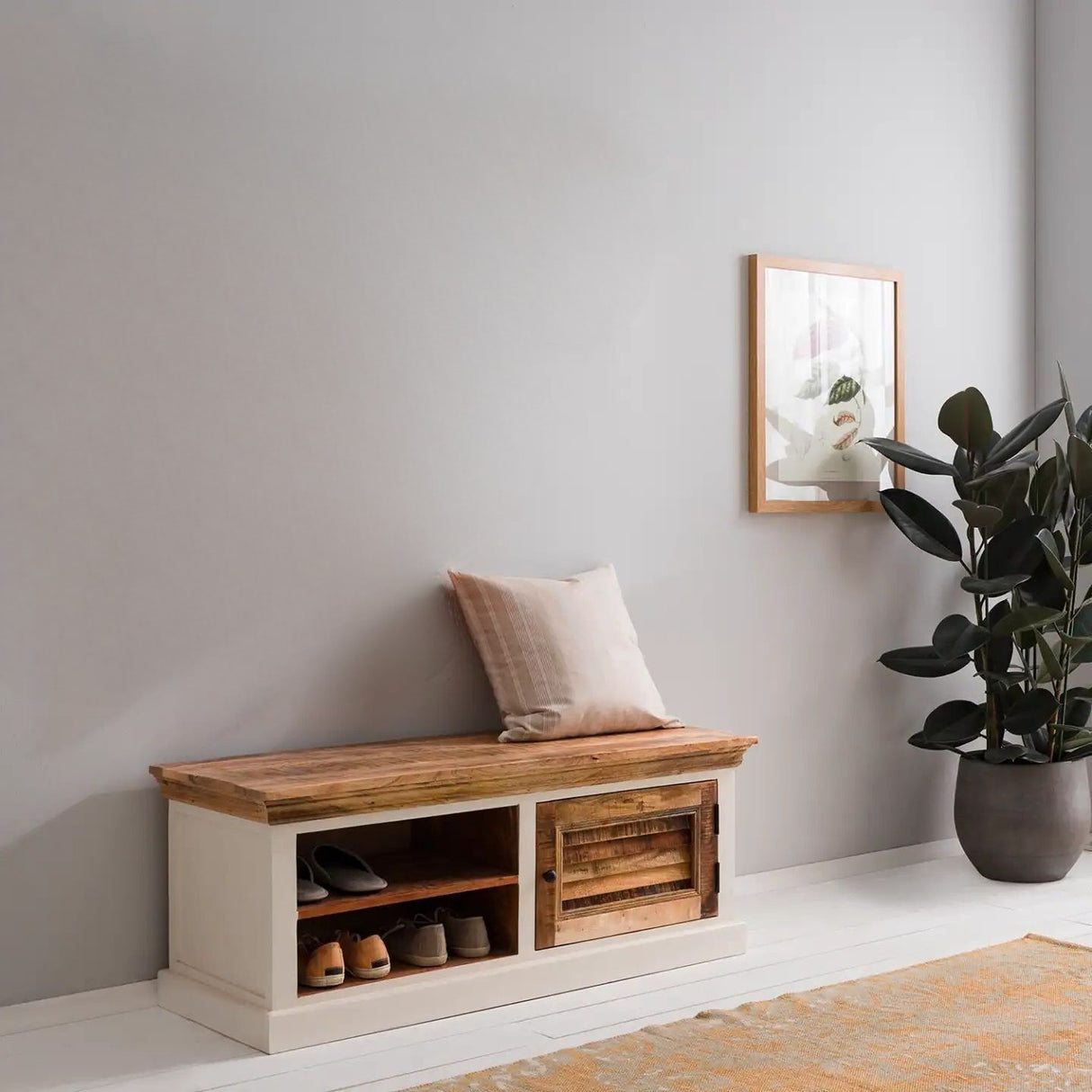 Solid Mango Wood Shoe Rack - Alfie