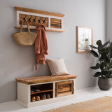 Solid Mango Wood Shoe Rack With Coat Hanger - Alfie