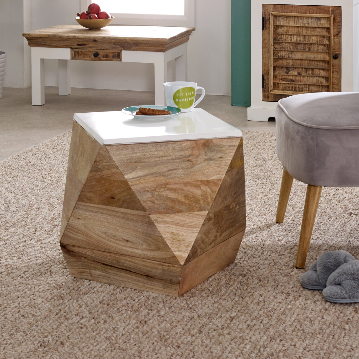 Solid Mango Wood Side Table - Alfie