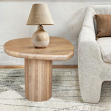 Solid Mango Wood Side Table in Fluted Design - Austin