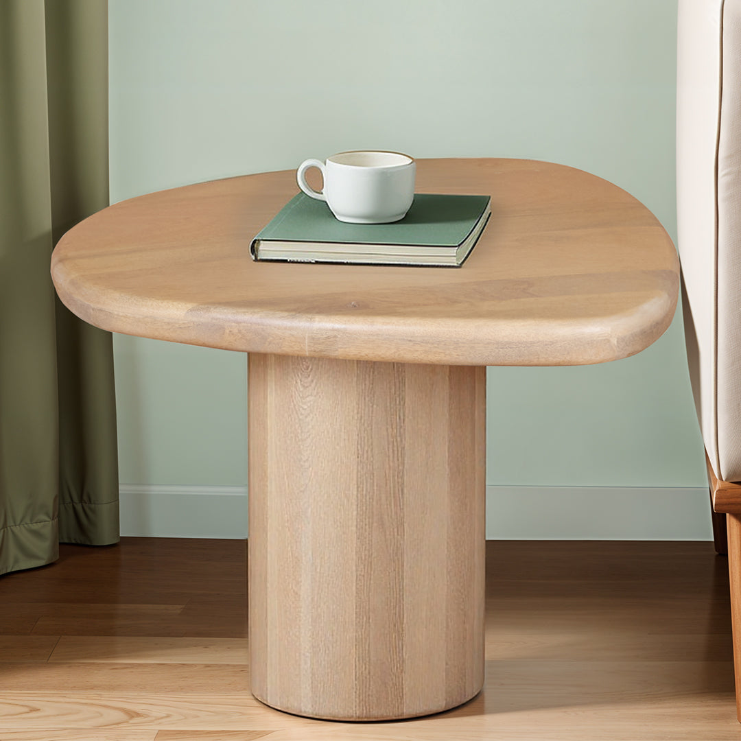 Solid Mango Wood Side Table in Fluted Design - Austin
