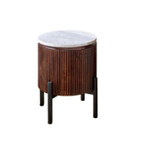 Solid Mango Wood Side Table Round With Marble Top - Opal