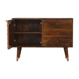 Solid Mango Wood Sideboard With 1 Copper Front Door And 3 Drawers - Manila