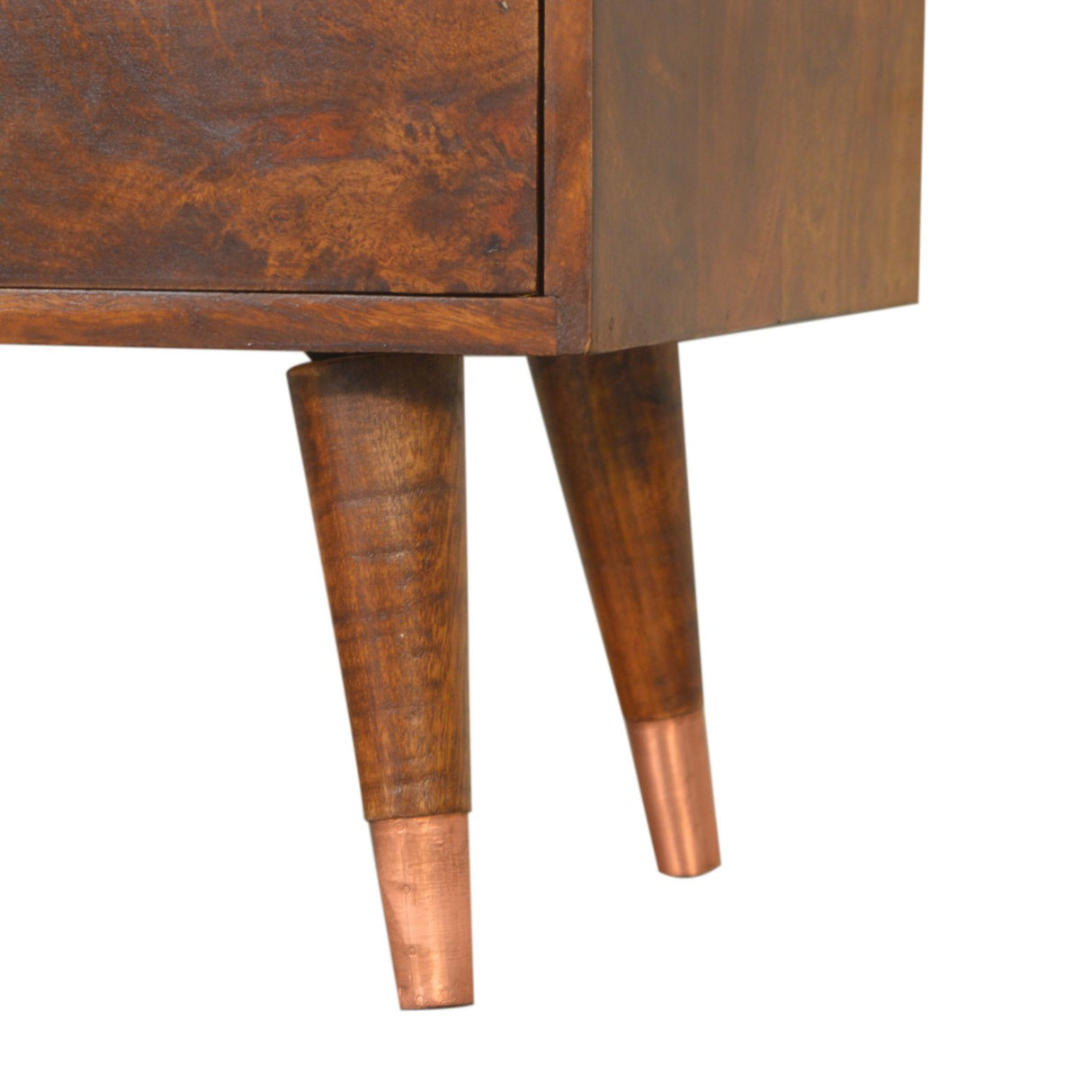 Solid Mango Wood Sideboard With 1 Copper Front Door And 3 Drawers - Manila