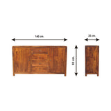 Solid Mango Wood Sideboard With 2 Doors And 4 Drawers - Aspen