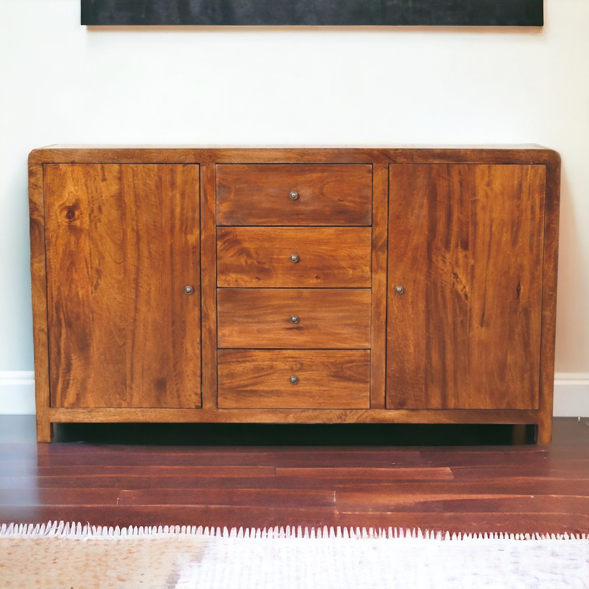 Solid Mango Wood Sideboard With 2 Doors And 4 Drawers - Aspen