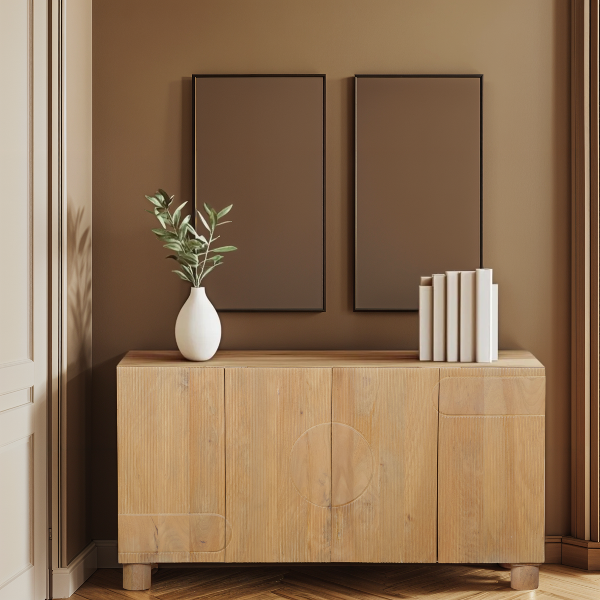 Solid Mango Wood Sideboard With 4 Doors - Austin