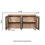 Solid Mango Wood Sideboard With 4 Doors - Austin