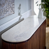 Solid Mango Wood Sideboard With 4 Doors And Marble Top - Opal