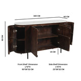 Solid Mango Wood Sideboard With 4 Doors And Marble Top - Opal