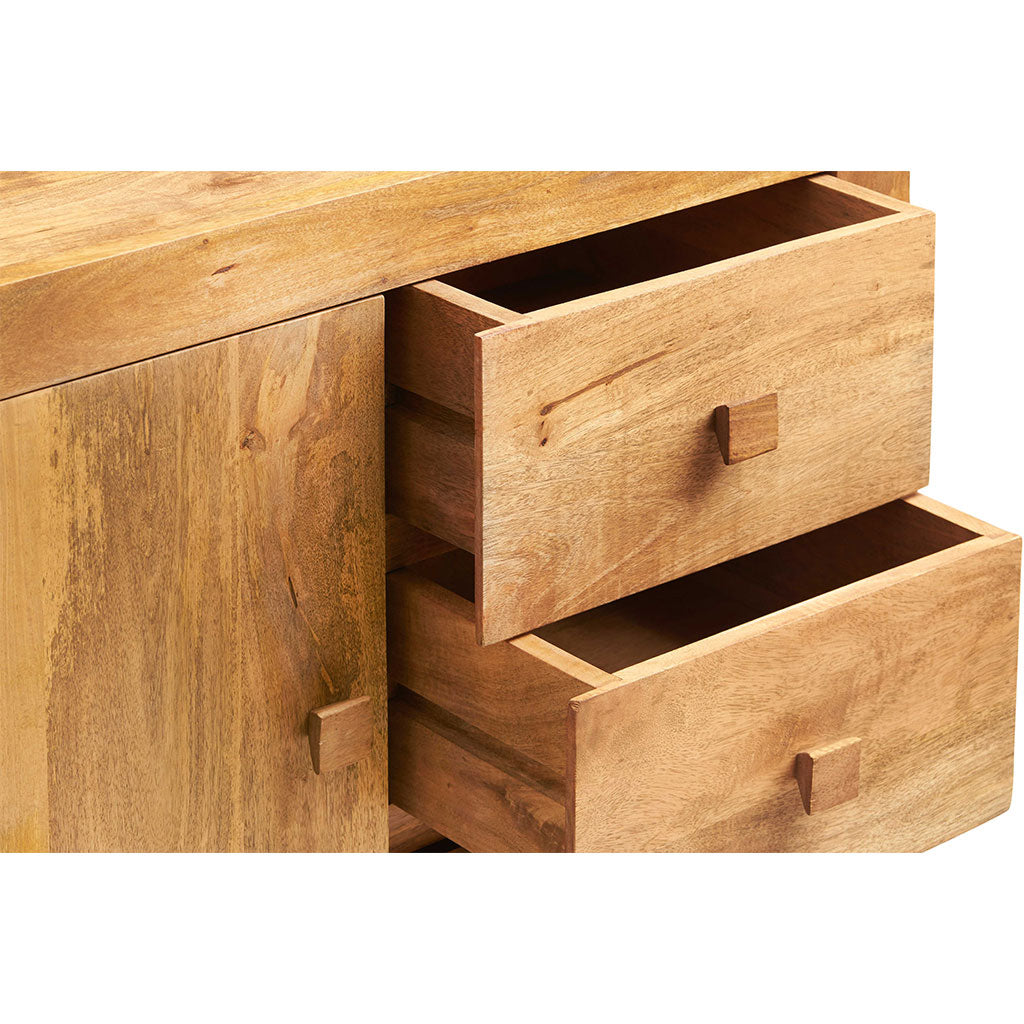 Solid Mango Wood Sideboard With 1 Door And 3 Drawers - Toko