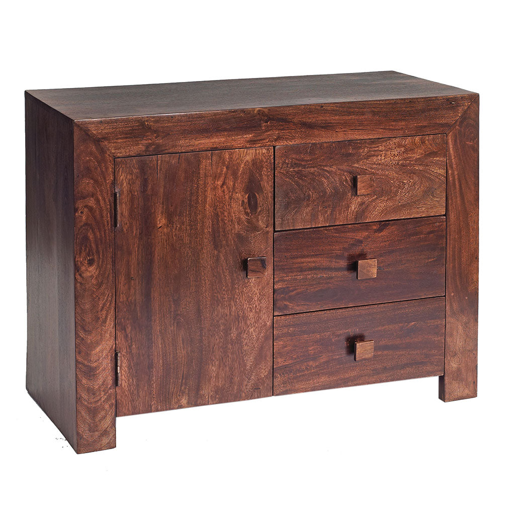 Solid Mango Wood Sideboard With 1 Door And 3 Drawers - Toko