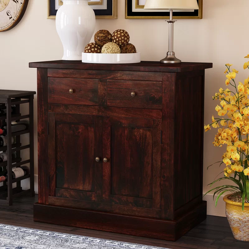 Solid Mango Wood Sideboard With 2 Doors And 2 Drawers - Jaipur