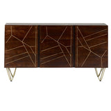 Solid Mango Wood Sideboard With 2 Doors And 3 Drawers - Dark Gold