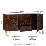 Solid Mango Wood Sideboard With 2 Doors And 3 Drawers - Dark Gold