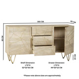 Solid Mango Wood Sideboard With 2 Doors And 3 Drawers - Light Gold