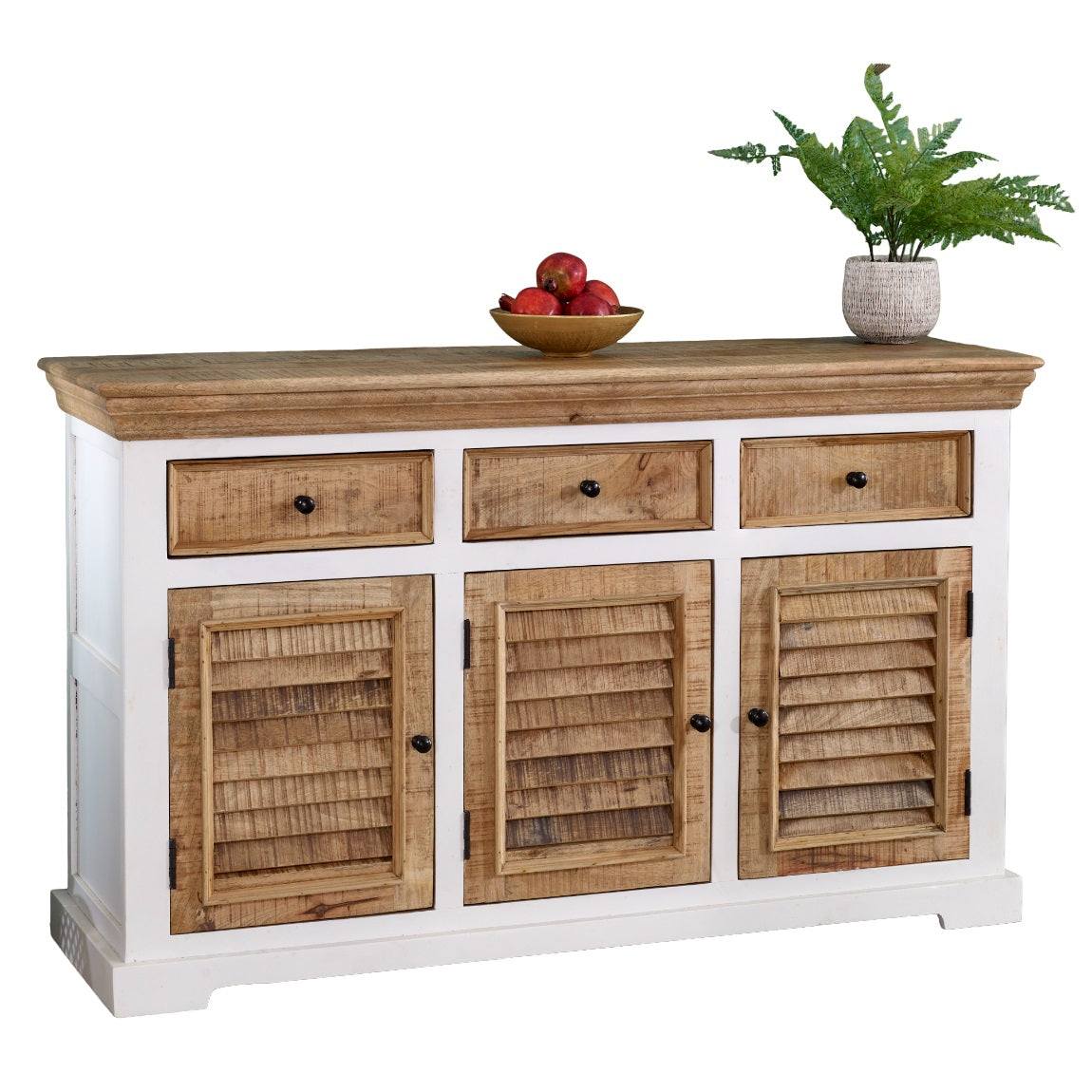 Solid Mango Wood Sideboard With 3 Doors And 3 Drawers - Alfie