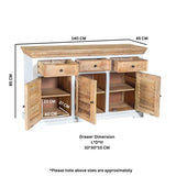 Solid Mango Wood Sideboard With 3 Doors And 3 Drawers - Alfie