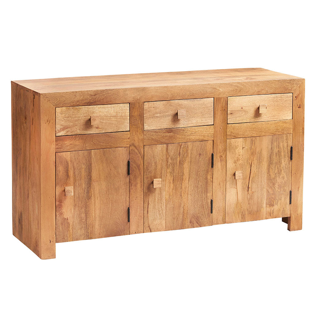 Solid Mango Wood Sideboard With 3 Doors And 3 Drawers - Toko