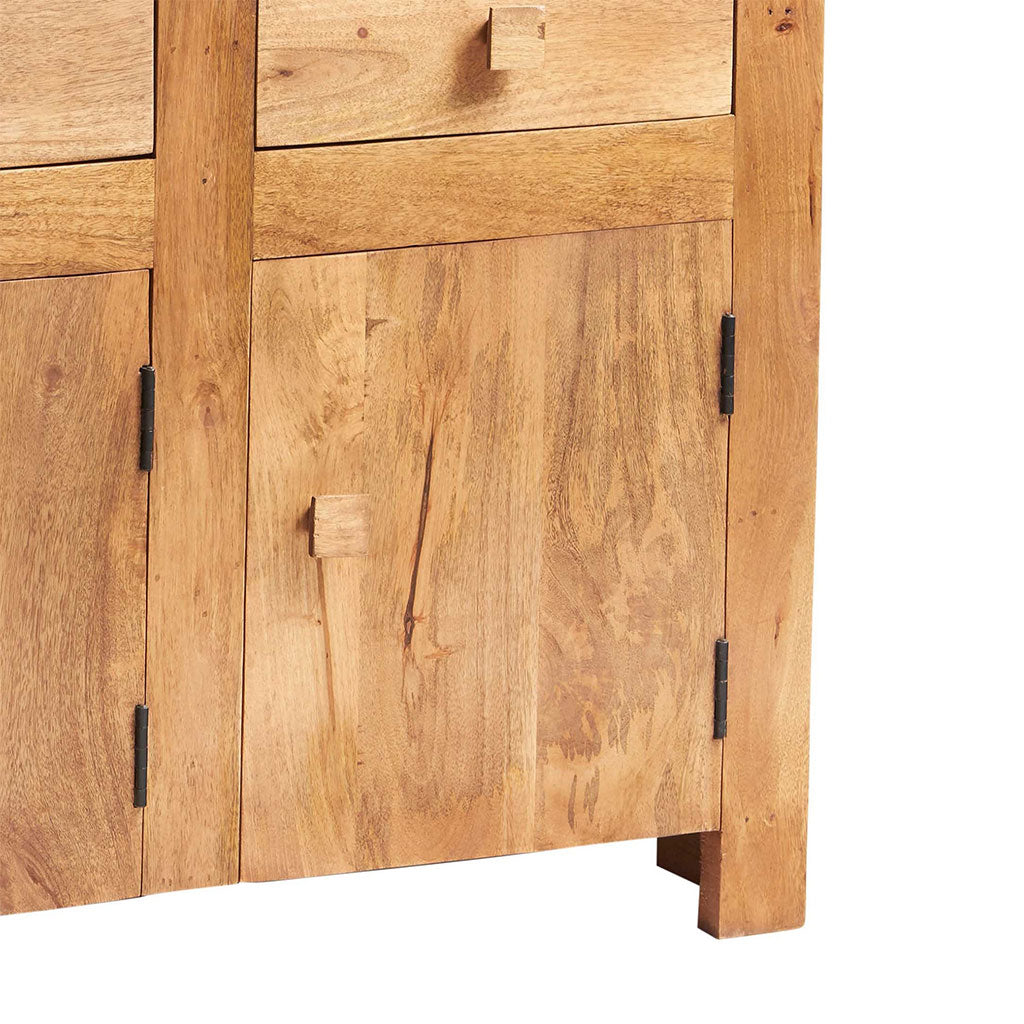 Solid Mango Wood Sideboard With 3 Doors And 3 Drawers - Toko